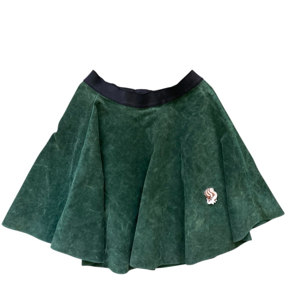 3.1 Phillip Lim Forest Green Suede Skirt Silk Lined Italian Hardware Embroidered - Picture 8 of 14